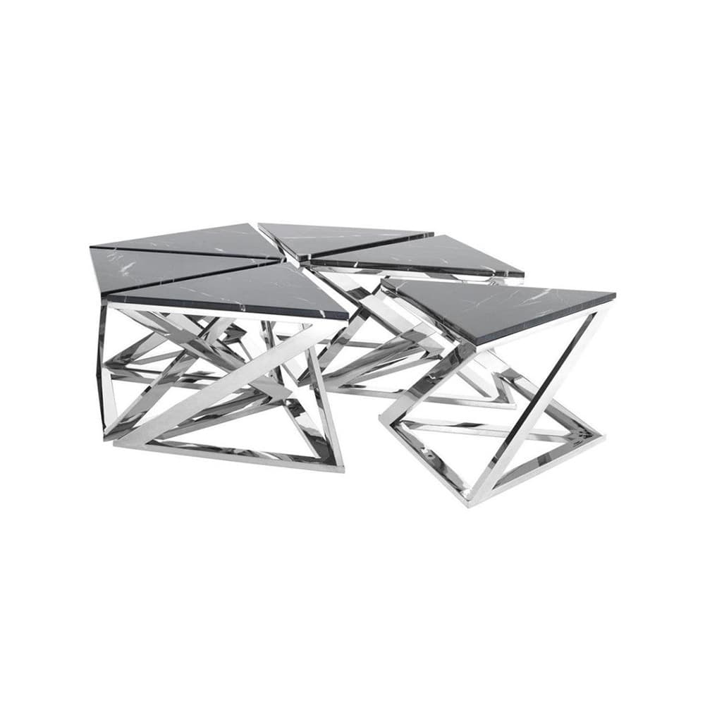 جلو مبلی استیل 6ضلعی 6تکه صفحه سنگ